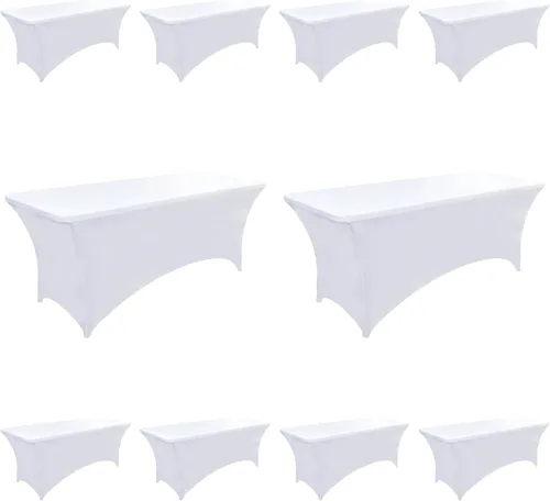 Miniatura 13 de Paquete de 2 Cubiertas de Mesa de Spandex de 4 pies para Mesas Plegables Rectangulares - Manteles Elásticos Ajustados Resistentes a las Arrugas