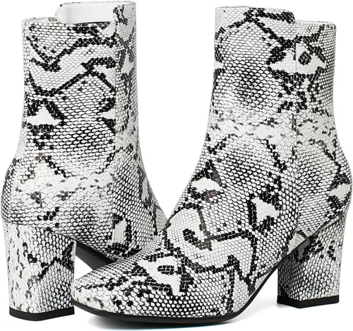 Miniatura 7 de Caradise Botas de tacón alto y grueso para mujer con cremallera y punta cuadrada
