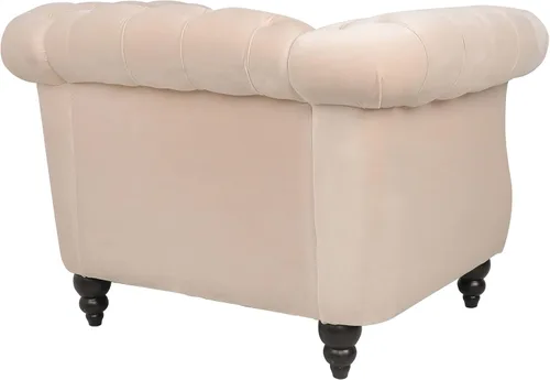 Miniatura 5 de LEVNARY Sillón Chesterfield de Terciopelo, Sillón Individual de Estilo Moderno de Mediados del Siglo con Respaldo de Botones y Decoración con Beige