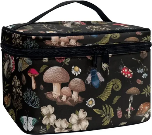 Miniatura 39 de 60S Groovy Hippie Flower Pink Pattern Travel Makeup Bags for Women Portable Tote Cosmetic Case with Carry Handle Toiletry Accessories Storage