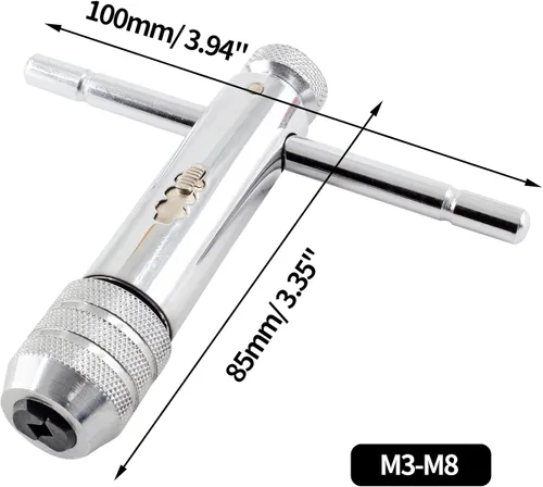 Miniatura 2 de Llave de llave de trinquete ajustable con mango en T Rango de capacidad de llave M3-M8