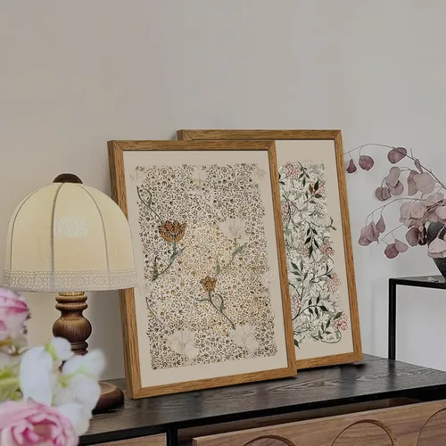 Miniatura 3 de Krtoni 3 piezas de arte de pared vintage enmarcadas de William Morris, impresiones de lienzo floral abstracto neutro, rústico, bohemio, flores