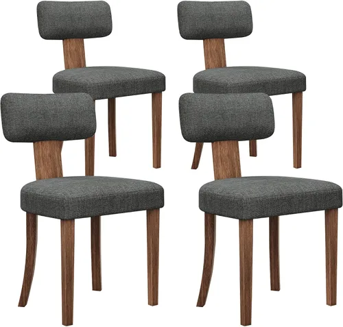 Miniatura 10 de AMERLIFE Juego de 2 sillas de cocina, sillas Boucle con respaldo y asiento curvados tapizados, marco de madera dura de estilo moderno, color gris