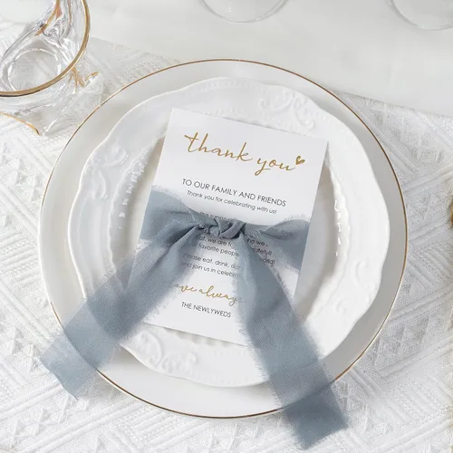 Miniatura 10 de HUIHUANG Tarjetas de agradecimiento de boda, 50 tarjetas de lugar para colocar en la mesa, recepciones, cenas, eventos y celebraciones