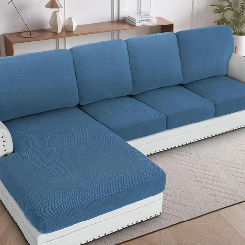 Miniatura 19 de H.VERSAILTEX Fundas para sofá seccional, 4 piezas, fundas de cojín de asiento de sofá en forma de L, fundas de cojín separadas para chaise longue