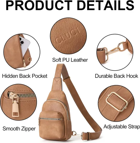 Miniatura 6 de CLUCI Small Sling Bag for Women, Leather Crossbody Fanny Packs Trendy, Women's Chest Bag