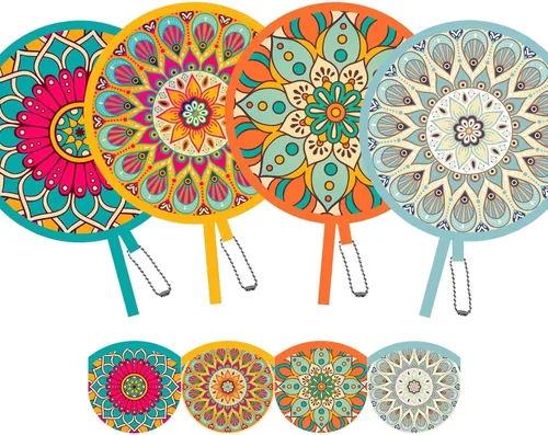 Miniatura 27 de 4 abanicos de mano plegables de pintura floral rosa, ventiladores compactos para mujeres, ventilador de mano plegable para conciertos, viajes