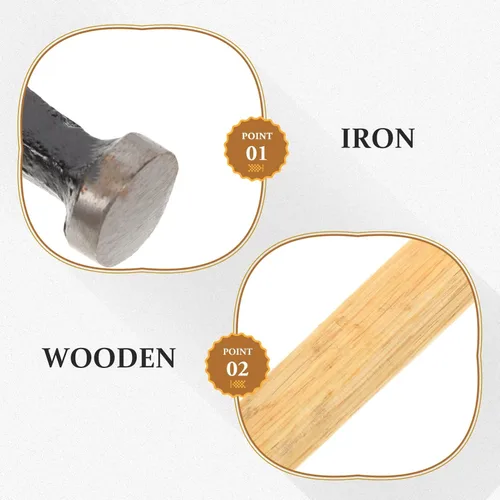 Miniatura 5 de Martillo de reparación de zapatos, herramienta de artesanía de cuero con mango de madera, mazo de zapatero de bricolaje para zapatos de tachuela