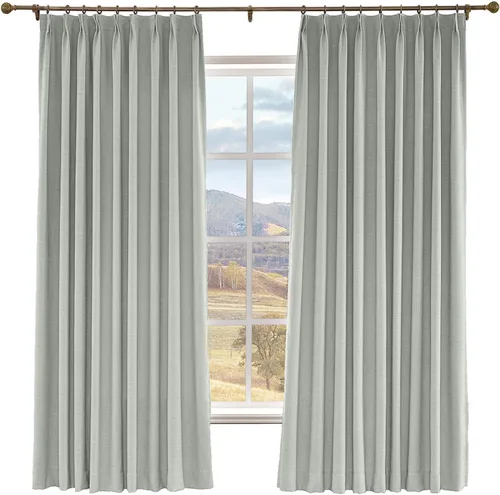 Miniatura 16 de Macochico Cortinas opacas de lino sintético de 52 pulgadas de ancho x 63 pulgadas de largo, panel de cortinas plisadas para dormitorio, aulas