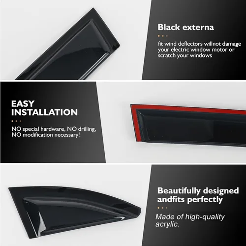 Miniatura 4 de Juego de 6 viseras de ventana para Toyota RAV4 2013 2014 2015 2016 2017 2018 Safe Rain Out-Channel Guard deflector