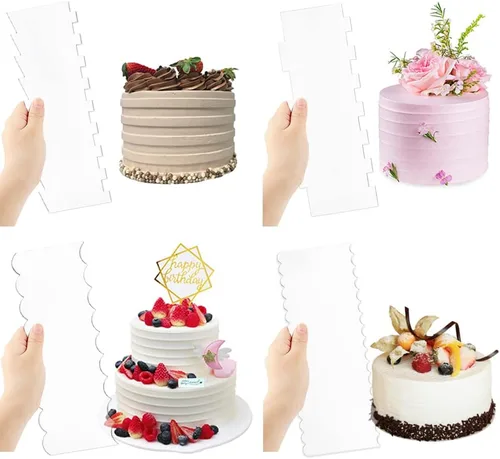 Miniatura 8 de Juego de 8 raspadores de pasteles, herramienta más suave para bordes de pastel, cortador de pastelería, herramientas para hornear, raspador