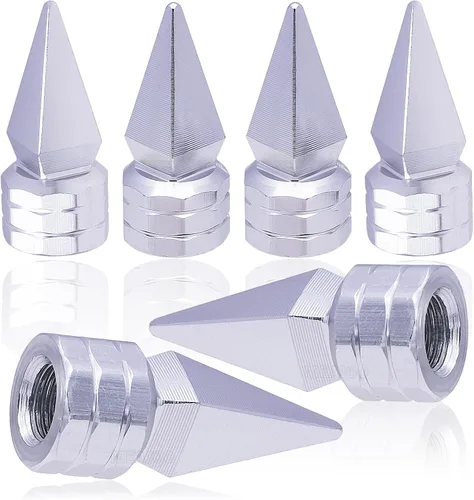 Miniatura 35 de 4 piezas de tapas de válvula de rueda con forma de punta, válvula de rueda de aleación de aluminio con punta, tapas de aire universales a prueba