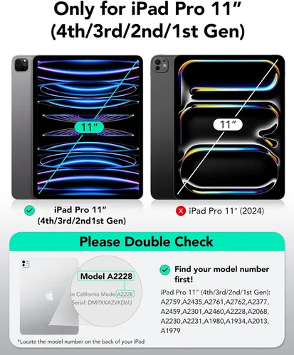 Miniatura 2 de ESR Funda para iPad Pro de 11 pulgadas, iPad Pro 11 Funda Folio (2022/2021/2020, 4ª/3ª/2ª generación), conexión magnética conveniente, soporte de 2