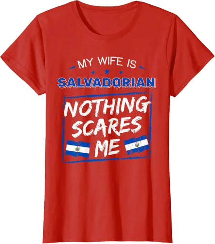 Miniatura 85 de Camiseta con la bandera de raíces salvadoreñas de El Salvador My Wife Is Salvadoran Roots, Negro