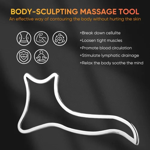 Miniatura 3 de ONUEMP Ice Gua Sha - Raspador muscular, herramientas de terapia de masaje de acero inoxidable, escultura corporal, kit de maderoterapia colombiana