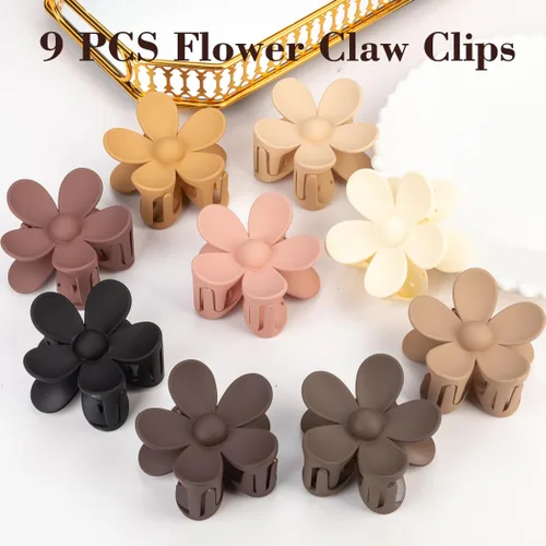 Miniatura 3 de Juego de 9 pinzas para el cabello mate: pinzas de metal antideslizantes grandes para cabello grueso y fino, 9 estilos con fuerte sujeción
