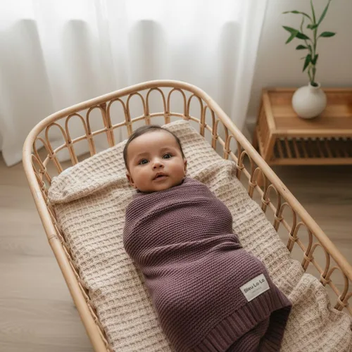 Miniatura 2 de Heritage Knit Manta Envolvente de Recepción de Algodón Orgánico para Niñas - Manta Envolvente Edredón de Punto de Algodón Orgánico de Lujo 100% 04
