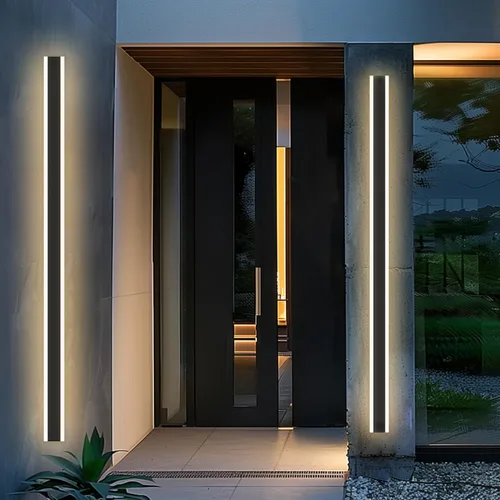 Miniatura 9 de Lámparas de Pared Exteriores Modernas Aplique de Pared LED Largo Negro Lámpara Exterior IP65 Impermeable 10W 3000K Luces de Pared Rectangulares