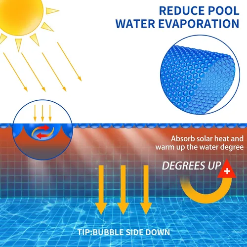 Miniatura 5 de BigXwell Cubierta Solar para Piscina, Azul de 16 mil 16 x 32 Pies Rectangular para Piscinas Enterradas, Serie 1600 Cubiertas Calentadoras de Piscina