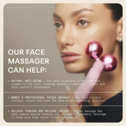 Miniatura 3 de The Skinny Confidential Rodillo facial – Masajeador de ojos y facial de bolas rosadas – Herramientas de masaje facial para el cuidado de la piel