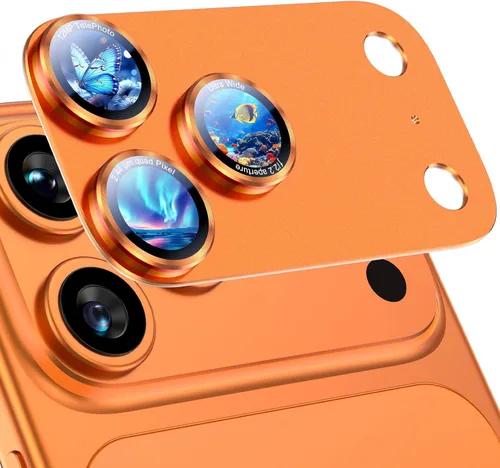Miniatura 12 de Uyiton Protector de lente de cámara para iPhone 17 Pro - [Tipografía única + lente de teléfono diseño de círculo rojo] Cubierta de cámara de vidrio