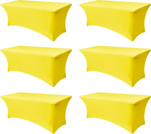 Miniatura 18 de Funda Elástica para Mesa para Mesas Rectangulares de 4 pies - Paquete de 8 Manteles de Spandex Azul Aguamarina con Elástico - Para Mesas Plegables