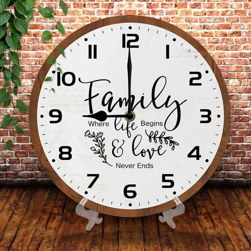 Miniatura 2 de Family Where Life Begins & Love Never Ends - Reloj de pared con pilas de 10 pulgadas, reloj de pared de madera para cocina, reloj de pared rústico K7