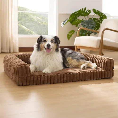 Miniatura 22 de Bedsure - Cama ortopédica para perros medianos, camas impermeables de espuma viscoelástica medianas con lados, sofá de espuma de nido de abeja