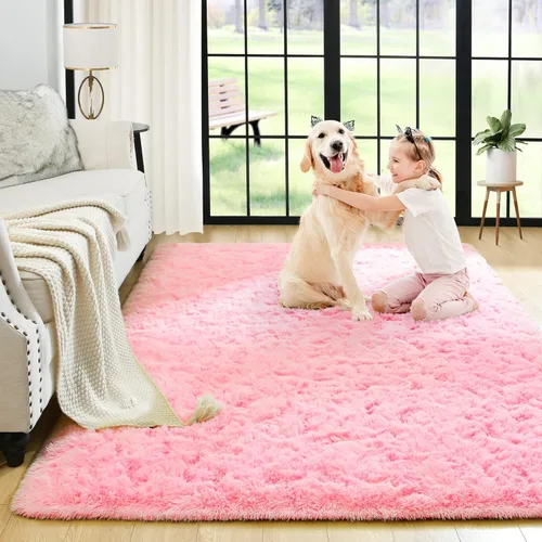 Miniatura 34 de Noahas - Alfombra suave y afelpada para habitación de niña y sala de estar, colorida, decoración para guardería, teñido anudado arcoíris, azul