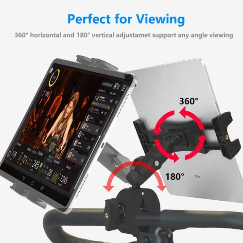 Miniatura 3 de Soporte con Abrazadera para Tableta iPad en Manillar de Cinta de Correr y Bicicleta para Bicicleta Estática, Elíptica, Bicicleta Spinning Peloton
