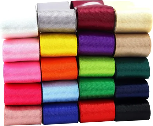 Cinta de satén de doble cara de 1 pulgada, 20 cintas de color sólido, 1 pulgada x 2 yardas cada una total de 40 yardas por paquete, para envolver