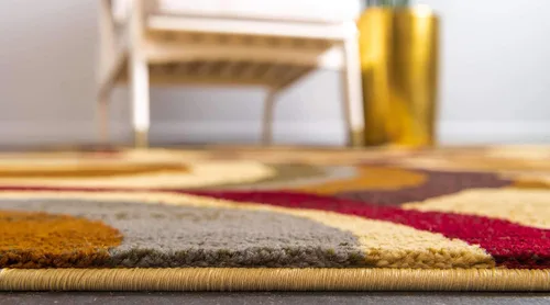 Miniatura 4 de Unique Loom Barista Collection - Alfombra moderna a cuadros, contemporánea, multicapas, Polipropileno, Beige/azul