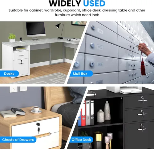 Miniatura 7 de SDTC Tech Cerradura de cajón con llaves y tornillos a juego Estilo bronce antiguo Giratorio para gabinete/armario/armario/escritorio de oficina