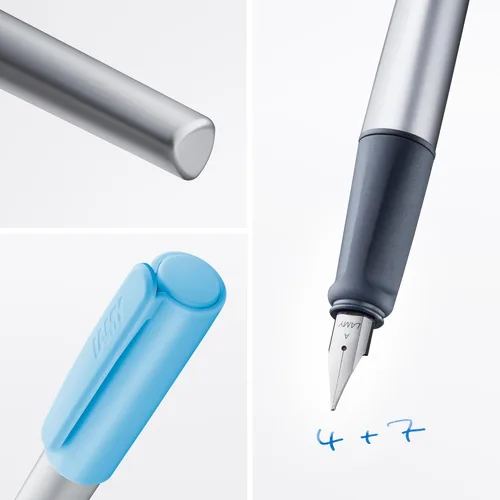 Miniatura 3 de LAMY nexx azure - Pluma estilográfica con empuñadura antideslizante y punta de acero pulido en tamaño M - cuerpo triangular de aluminio - incluyendo