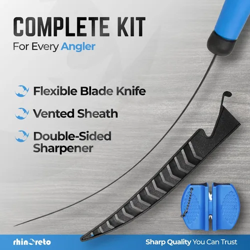 Miniatura 5 de Rhinoreto Cuchillo de filete para pescado, hoja de acero inoxidable alemán flexible y súper afilada de 5-9 pulgadas, cuchillos profesionales