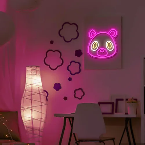 Miniatura 6 de Letrero de Neón de Oso de Graduación Letrero de Luz de Neón de Oso Rosa Letrero de Luz de Neón de Dibujos Animados de Graduación Letreros LED