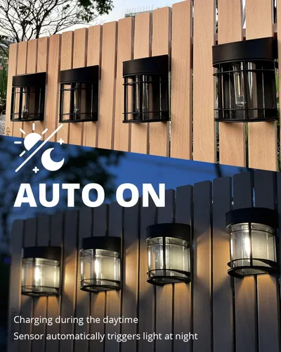 Miniatura 3 de Luces solares para cercas al aire libre, paquete de 8 luces de cubierta alimentadas por energía solar con bombillas LED Edison, luces solares
