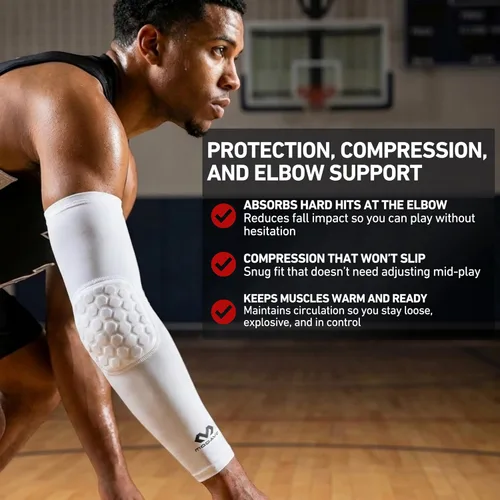 Miniatura 2 de McDavid HEX Shooter Arm Sleeve Single Padded Compression Sleeve Basketball Football Sports Protection Blanco