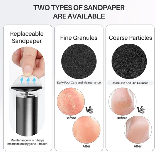 Miniatura 6 de Lima de Pies Removedor de Callos para Pies: Herramienta Profesional de Pedicura para SPA - Lima de Pies con Velocidad Ajustable para Piel y Callos