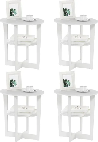 Miniatura 16 de Furinno DISEÑO SIMPLE - Mesa auxiliar de 2 niveles, mesita de noche, mesita con estantes abiertos, mesita de cama, para sala de estar, dormitorio