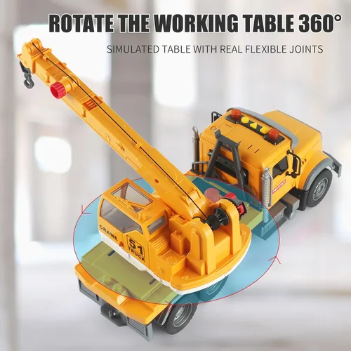Miniatura 4 de Luces de camión de grúa de construcción de 15 pulgadas, juguetes con rotación de brazo extensible, varios accesorios, botones y luces, sonidos
