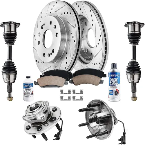 Miniatura 18 de Detroit Axle - Kit de freno delantero para Ford Explorer Mercury Mountaineer 2002-2005 Bujes de rodamiento de rueda perforados y ranurados rotores