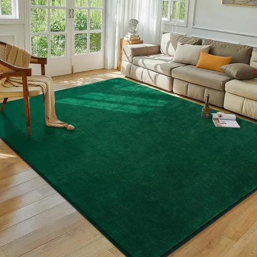 Miniatura 13 de Softlife Alfombra verde de 2 x 6 pies para dormitorio, sala de estar, lavable, suave, esponjosa, alfombra de pasillo antideslizante, alfombra