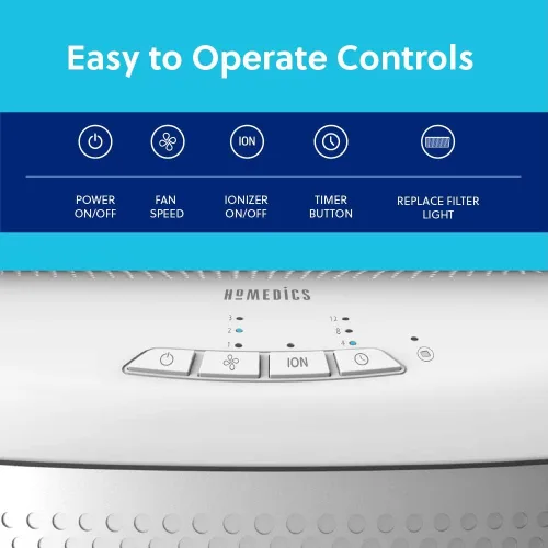 Miniatura 5 de Homedics TotalClean - Purificador de aire de escritorio, filtro HEPA de 360 grados para 128 pies cuadrados, purificador de aire pequeño para oficina