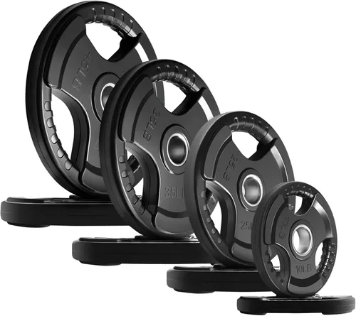 Miniatura 8 de RitFit Weight Plates for Barbell, 2-Inch Olympic Rubber Grip Plates for Weightlifting and Strength Training in Home & Gym, Single, Pair and Sets