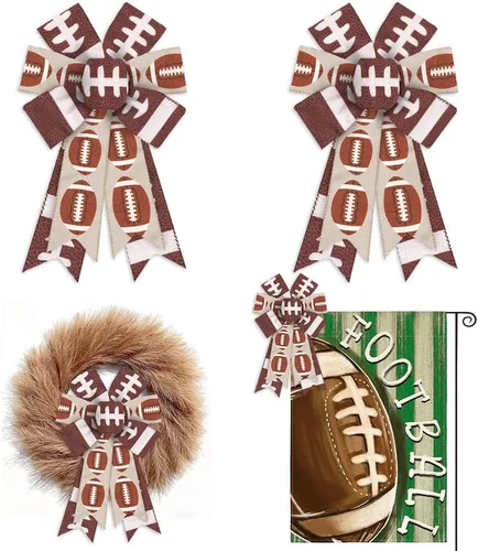 Miniatura 5 de 2 lazos de fútbol para decoración deportiva de corona, lazo de corona de fútbol naranja Go Team para decoración de fiesta de fútbol, día de juego
