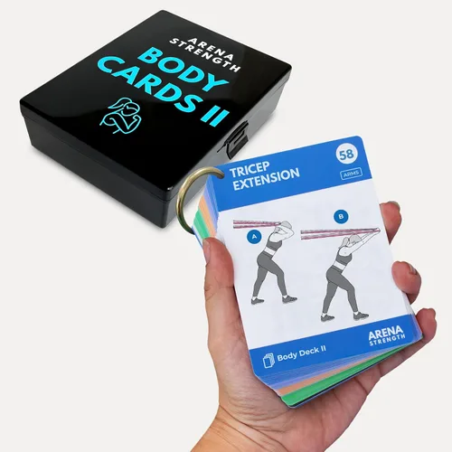 Arena Strength Tarjetas de entrenamiento – Baraja de instrucciones de entrenamiento para entrenamientos con bandas de glúteos, guía de fitness para
