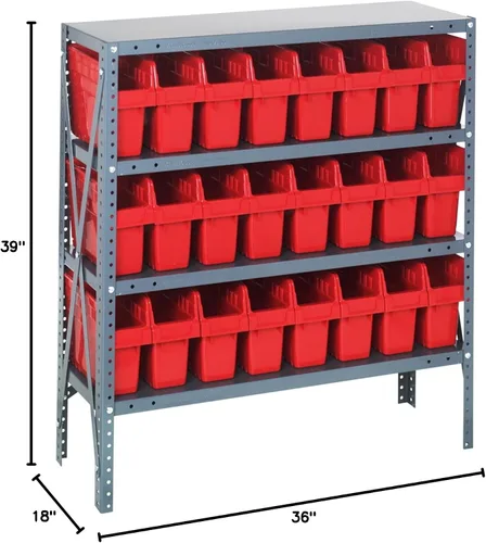 Miniatura 161 de Quantum QSBU-245BK Heavy Duty Shelving Unit with (7) Shelves and (24) QUS245 Black Bins for Garage Warehouse Storage Distribution 400 lb Load
