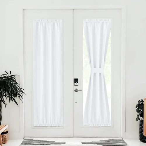 Miniatura 285 de NICETOWN Cortinas opacas unicolor con aislamiento térmico para puerta francesa, granja, oscurecimiento de habitación, puertas y ventanas de Marrón