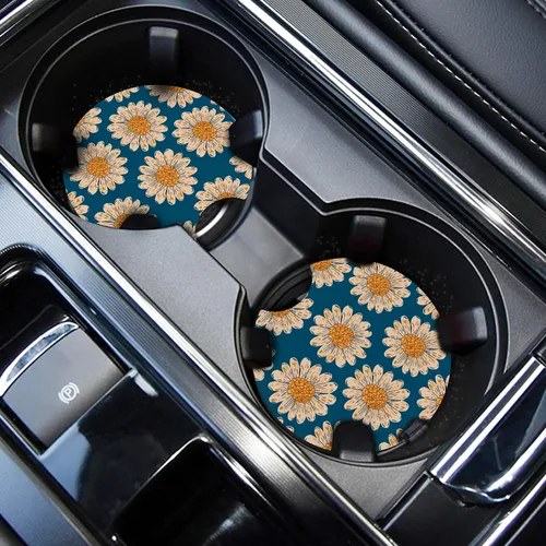 Miniatura 31 de WOCOCN Posavasos para automóvil, portavasos para automóvil, 2.75 pulgadas, antideslizantes y absorbentes, bonitos accesorios interiores para Negro